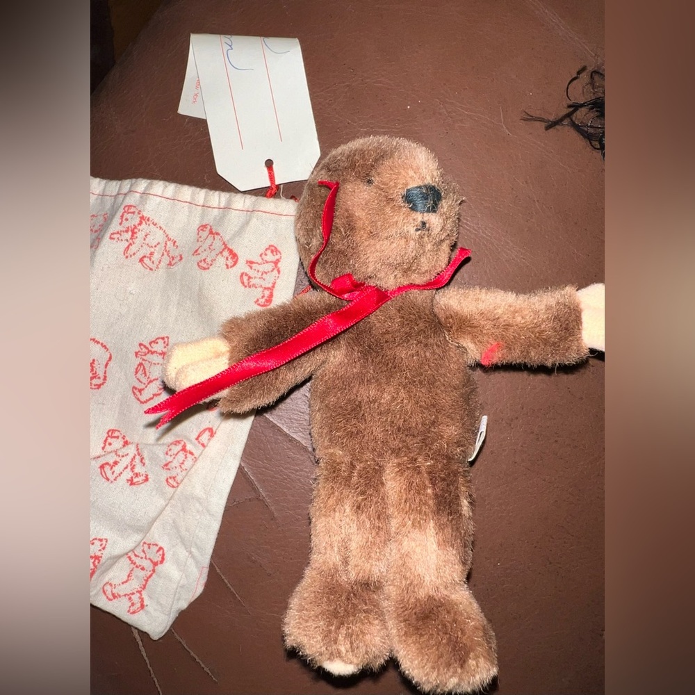 Vintage NORTH AMERICAN BEAR CO. - BROWN PLUSH MOLE WITH RED RIBBON